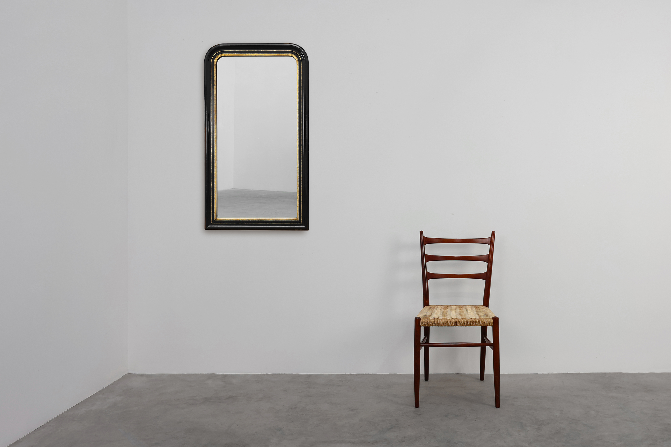 Black laquered and gilted wooden Louis Philippe mirror, France ca. 1850thumbnail